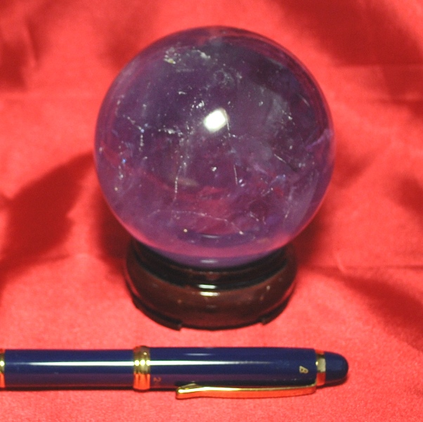 【希少な大玉】アメジスト球＜ウルグアイ産 最高品質プレミアクラス＞ 重さ516g  直径約72mm 完全天然石（木製台座付き）