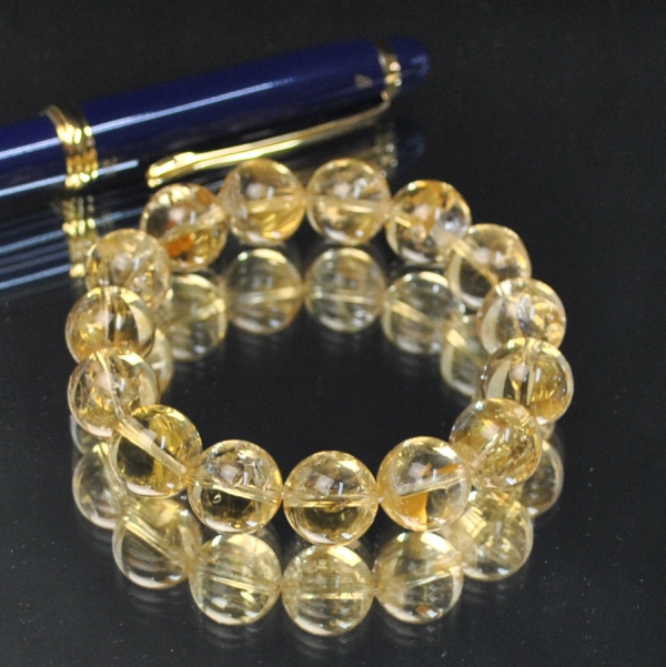 ＜12mm玉＞ALLシトリンブレスレット（シリコンワイヤー）【金運体質づくりの定番パワーストーン】